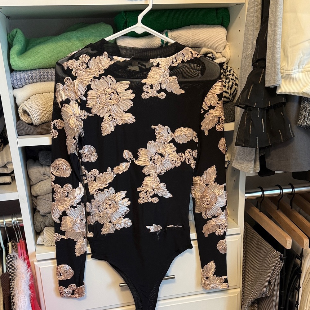 Floral Black and Cream Kids One Piece